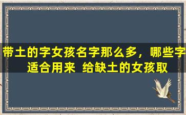 带土的字女孩名字那么多，哪些字  适合用来  给缺土的女孩取名呢